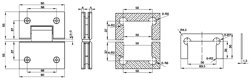 cấu tạo bản lề kính phòng tắm